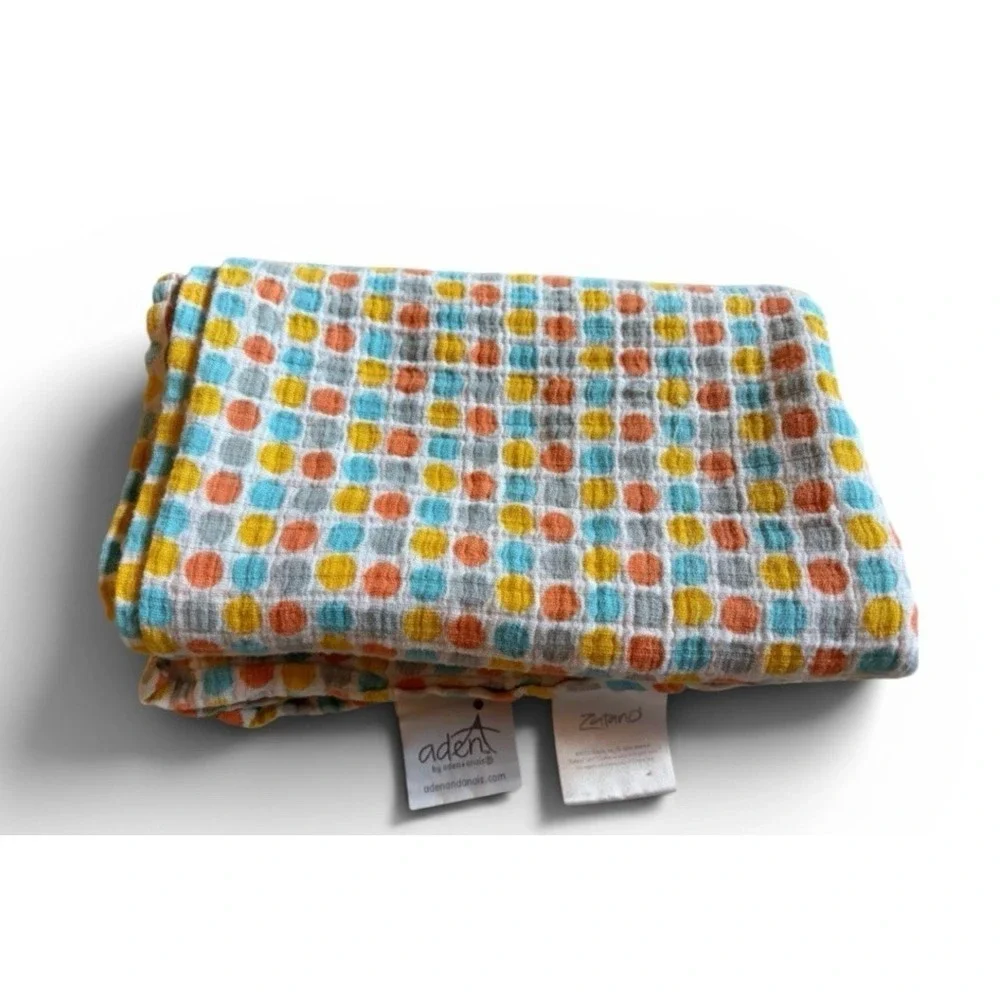 ADEN & ANAIS ZUTANO Dots Swaddle Blanket Polka Dot Yellow Gray Blue Orange